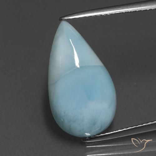 6.64ct طبيعي أزرق مخضر فاتح لاريمار, شكل الكمثرى, غير شفاف