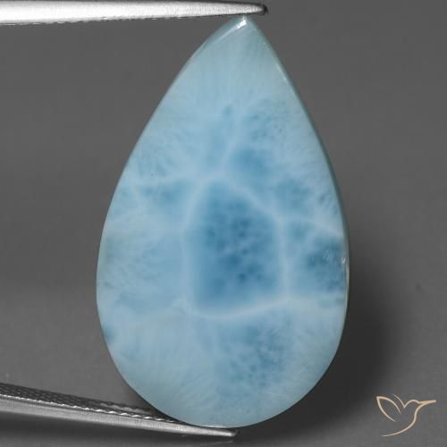 18.24ct طبيعي أزرق مائى لاريمار, شكل الكمثرى, غير شفاف