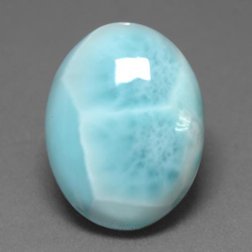 لاريمار طبيعي بلون أزرق أخضر فاتح، وزن ‎7.92‎ قيراط، شكل بيضاوى، مقاس ‎16x12.3‎ مم
