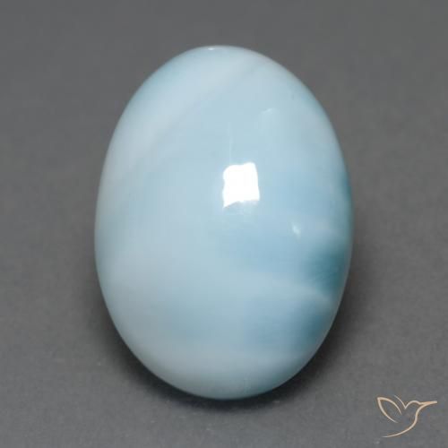 5.91ct طبيعي أزرق سماوى فاتح لاريمار, بيضوي, نصف شفاف