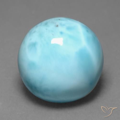 7.66ct طبيعي أزرق مخضر فاتح لاريمار, دائري, غير شفاف
