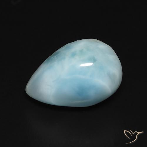 3.28ct طبيعي أخضر أزرق فاتح لاريمار, شكل الكمثرى, غير شفاف