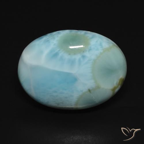 15.77ct طبيعي أزرق مخضر فاتح لاريمار, بيضوي, غير شفاف