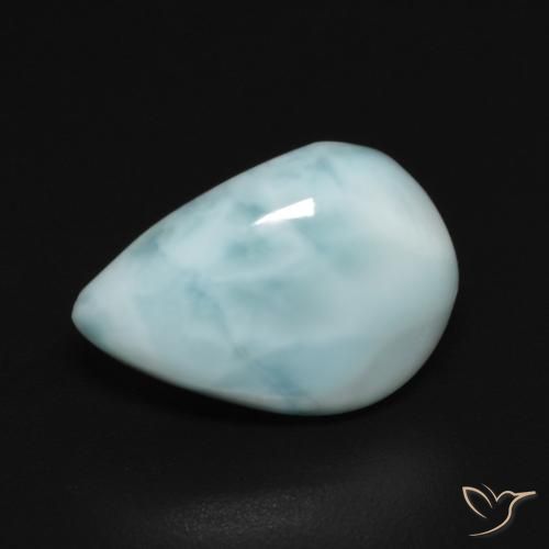 3.64ct طبيعي أزرق مخضر فاتح لاريمار, شكل الكمثرى, غير شفاف
