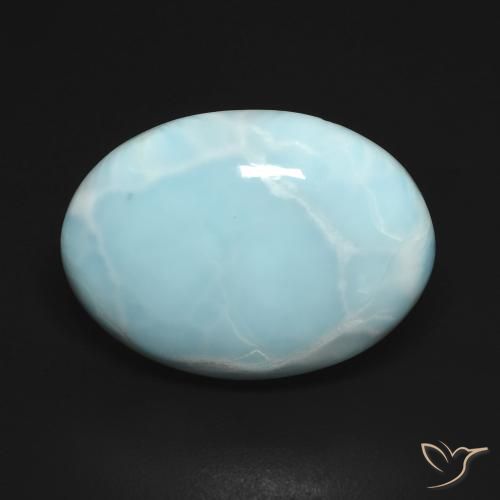 14.16ct طبيعي أزرق مخضر فاتح لاريمار, بيضوي, غير شفاف