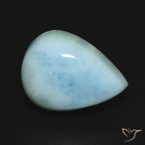 9.38ct طبيعي أزرق مخضر فاتح لاريمار, شكل الكمثرى, غير شفاف