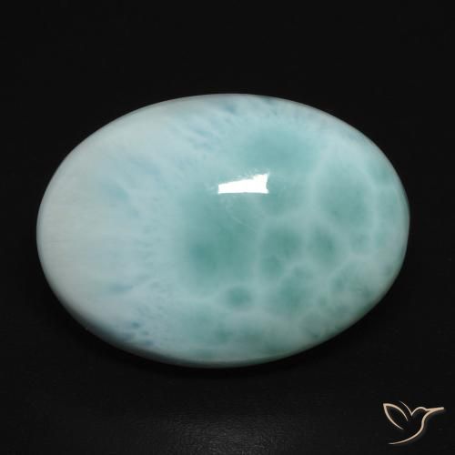 11.26ct طبيعي أخضر أزرق لاريمار, بيضوي, غير شفاف