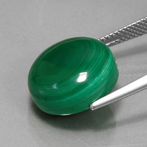 مالاكيت طبيعي بلون أخضر متعدد الألوان، وزن ‎15.99‎ قيراط، شكل دائري، مقاس ‎14.31‎ مم