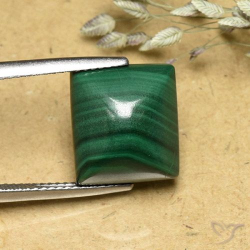 13.91ct طبيعي أخضر متوسط ملاكيت, باجيت, غير شفاف