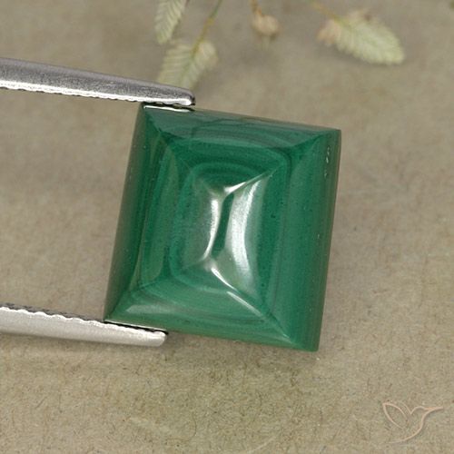 9.52ct طبيعي أخضر ملاكيت, مربع, غير شفاف
