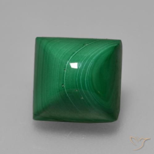 5.85ct طبيعي أخضر متوسط ملاكيت, مربع, غير شفاف