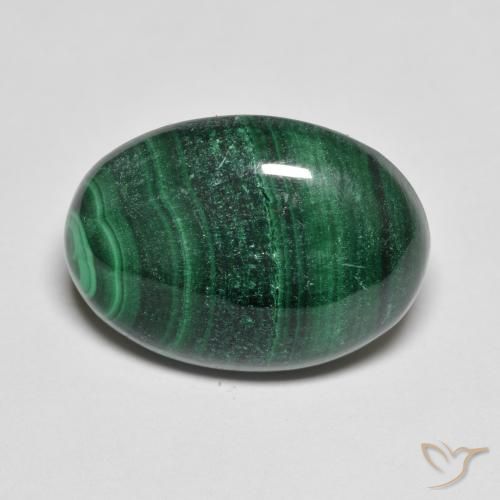 15.50ct طبيعي أخضر غامق ملاكيت, بيضوي, غير شفاف