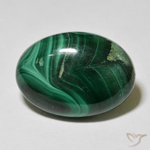 33.15ct طبيعي أخضر غامق ملاكيت, بيضوي, غير شفاف