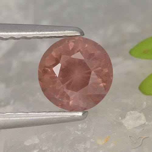 0.82ct طبيعي وردى متوسط مالايا العقيق, دائري, قليلا جدا
