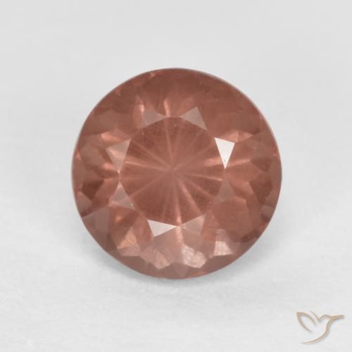 0.68ct طبيعي وردى برتقالى مالايا العقيق, دائري, قليلا جدا