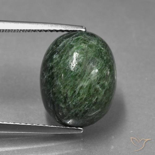 10.86ct طبيعي أخضر رمادى غامق ماو-سيت-سيت, بيضوي, غير شفاف