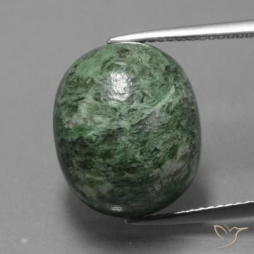 17.19ct طبيعي أخضر ترابى ماو-سيت-سيت, بيضوي, غير شفاف