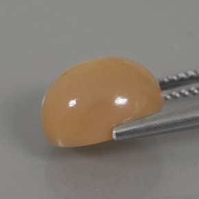 حجر القمر كريمى برتقالى ذهبى طبيعي، قصة بيضاوى، 4.49 قيراط، شفاف