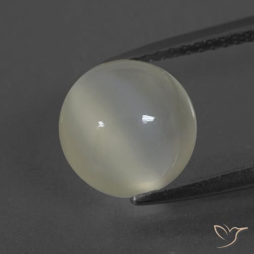 3.44ct طبيعي أبيض دافئ حجر القمر, دائري, نصف شفاف