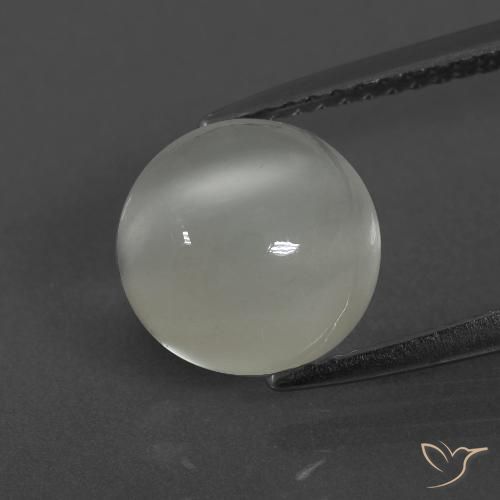 3.18ct طبيعي أبيض دافئ حجر القمر, دائري, نصف شفاف