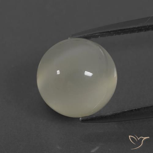 3.33ct طبيعي أبيض دافئ حجر القمر, دائري, نصف شفاف