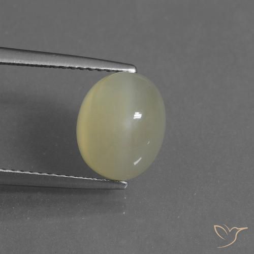 4.45ct طبيعي أصفر فاتح حجر القمر, بيضوي, نصف شفاف