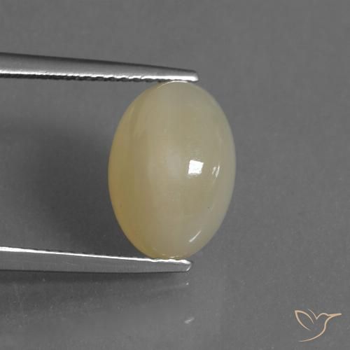 4.88ct طبيعي أصفر فاتح حجر القمر, بيضوي, نصف شفاف
