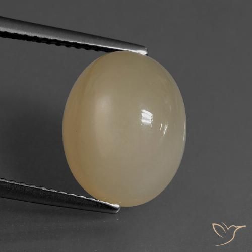 6.84ct طبيعي بنى فاتح-متوسط حجر القمر, بيضوي, نصف شفاف