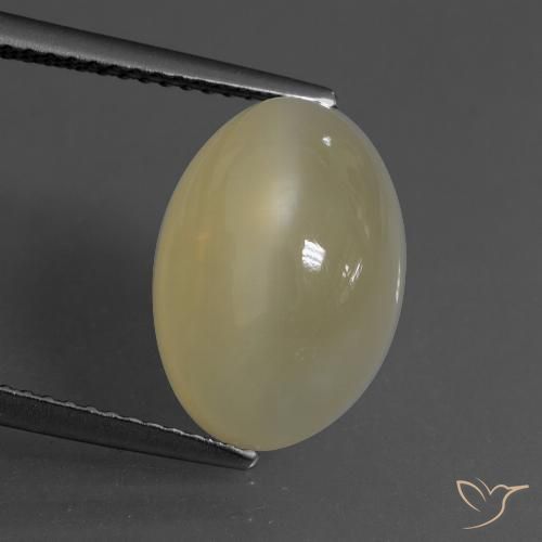6.58ct طبيعي بنى باهت حجر القمر, بيضوي, نصف شفاف