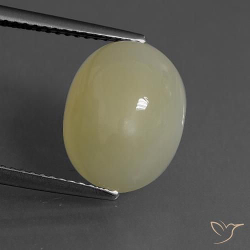6.39ct طبيعي أصفر متوسط حجر القمر, بيضوي, نصف شفاف