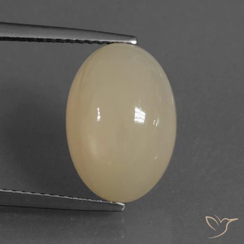 7.16ct طبيعي أصفر فاتح حجر القمر, بيضوي, نصف شفاف, Photo A