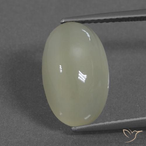5.76ct طبيعي أخضر-أصفر رمادى حجر القمر, بيضوي, نصف شفاف, Photo A
