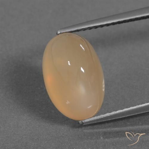 5.30ct طبيعي برتقالى كنتالوبى حجر القمر, بيضوي, نصف شفاف