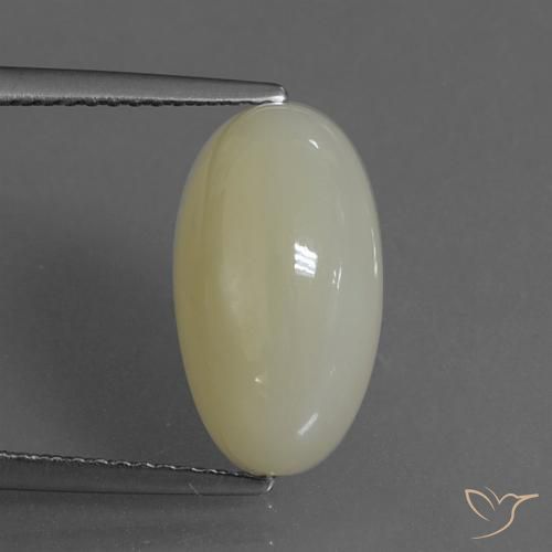 6.36ct طبيعي أخضر-أصفر رمادى حجر القمر, بيضوي, نصف شفاف