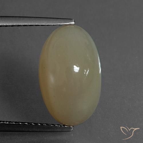 6.53ct طبيعي بنى باهت حجر القمر, بيضوي, نصف شفاف