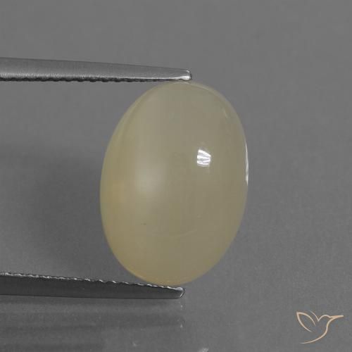 6.91ct طبيعي لون كريمى حجر القمر, بيضوي, نصف شفاف