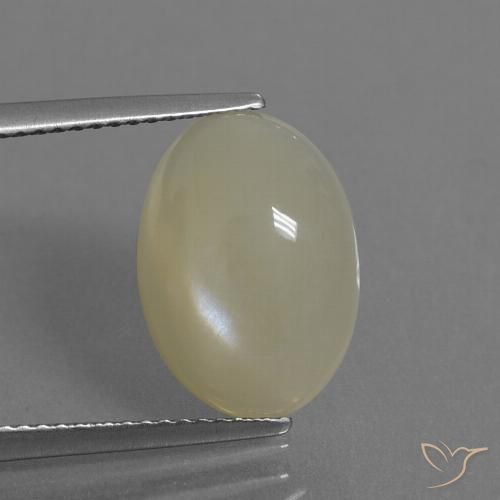 4.67ct طبيعي أصفر فاتح حجر القمر, بيضوي, نصف شفاف