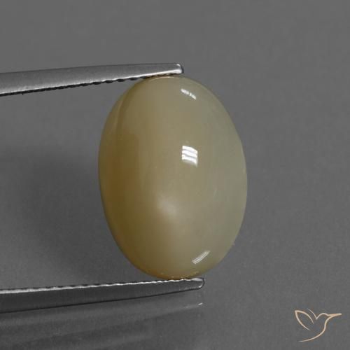 6.43ct طبيعي بنى أصفر فاتح حجر القمر, بيضوي, نصف شفاف