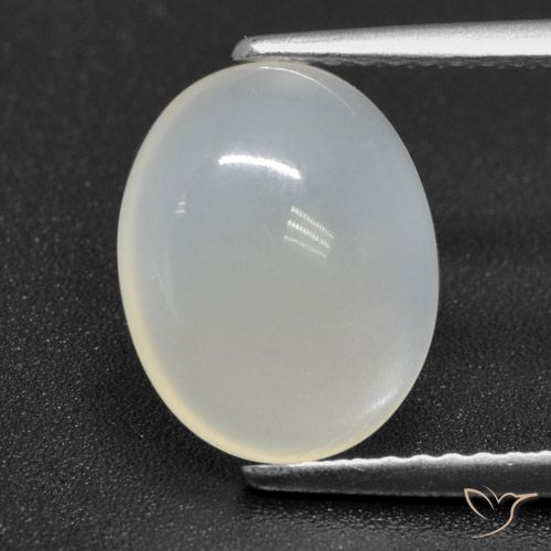 2.89ct طبيعي أبيض شفاف حجر القمر, بيضوي, نصف شفاف