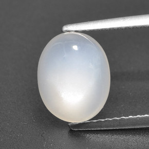 حجر القمر أبيض شفاف طبيعي، قصة بيضاوى، 3.04 قيراط، نصف شفاف