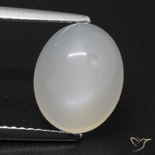 3.76ct طبيعي أبيض شفاف حجر القمر, بيضوي, نصف شفاف