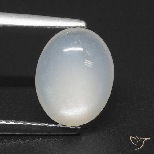 2.31ct طبيعي أبيض شفاف حجر القمر, بيضوي, نصف شفاف