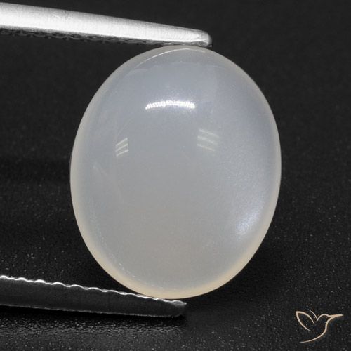 3.69ct طبيعي أبيض شفاف حجر القمر, بيضوي, نصف شفاف