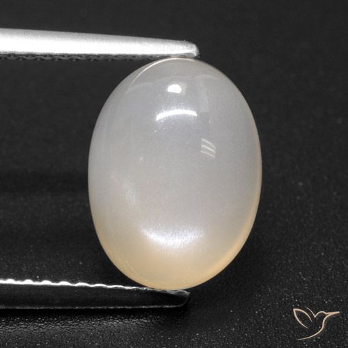 3.71ct طبيعي أبيض داكن حجر القمر, بيضوي, نصف شفاف