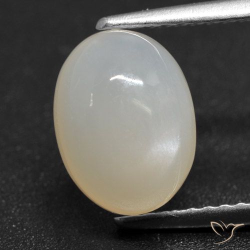 2.56ct طبيعي أبيض شفاف حجر القمر, بيضوي, نصف شفاف