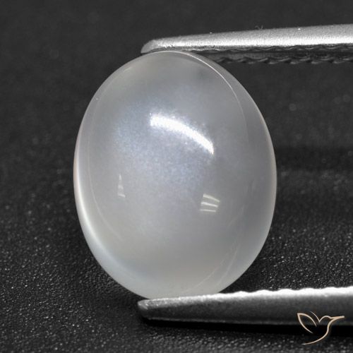 2.20ct طبيعي أبيض شفاف حجر القمر, بيضوي, نصف شفاف