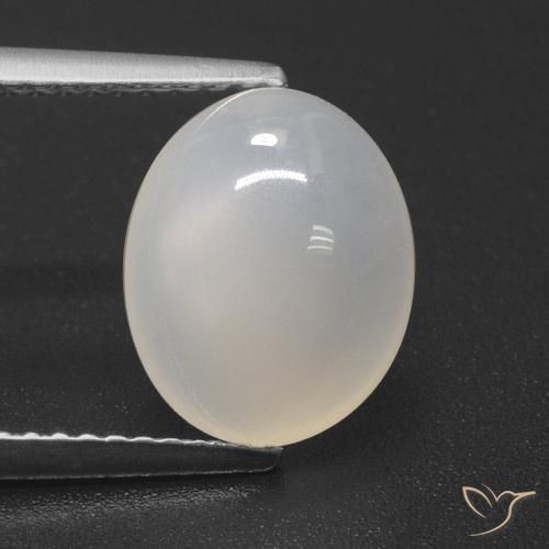 3.49ct طبيعي أبيض شفاف حجر القمر, بيضوي, نصف شفاف