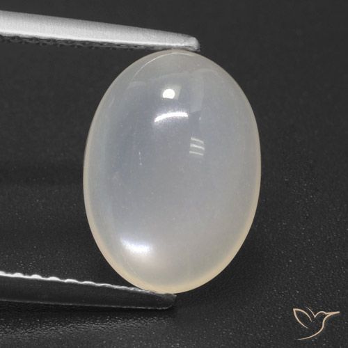 3.25ct طبيعي أبيض دافئ حجر القمر, بيضوي, نصف شفاف