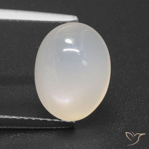 3.52ct طبيعي أبيض لؤلؤى حجر القمر, بيضوي, نصف شفاف