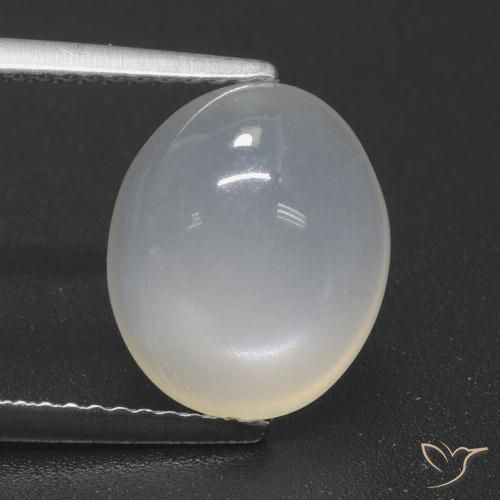 4.49ct طبيعي أبيض شفاف حجر القمر, بيضوي, نصف شفاف